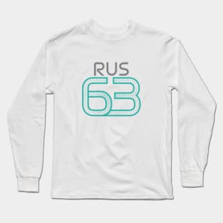 RUS 63 Teal Halftone White Design Long Sleeve T-Shirt